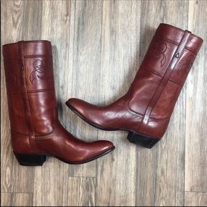 Vintage New Red Justin Boots Size 8.5E